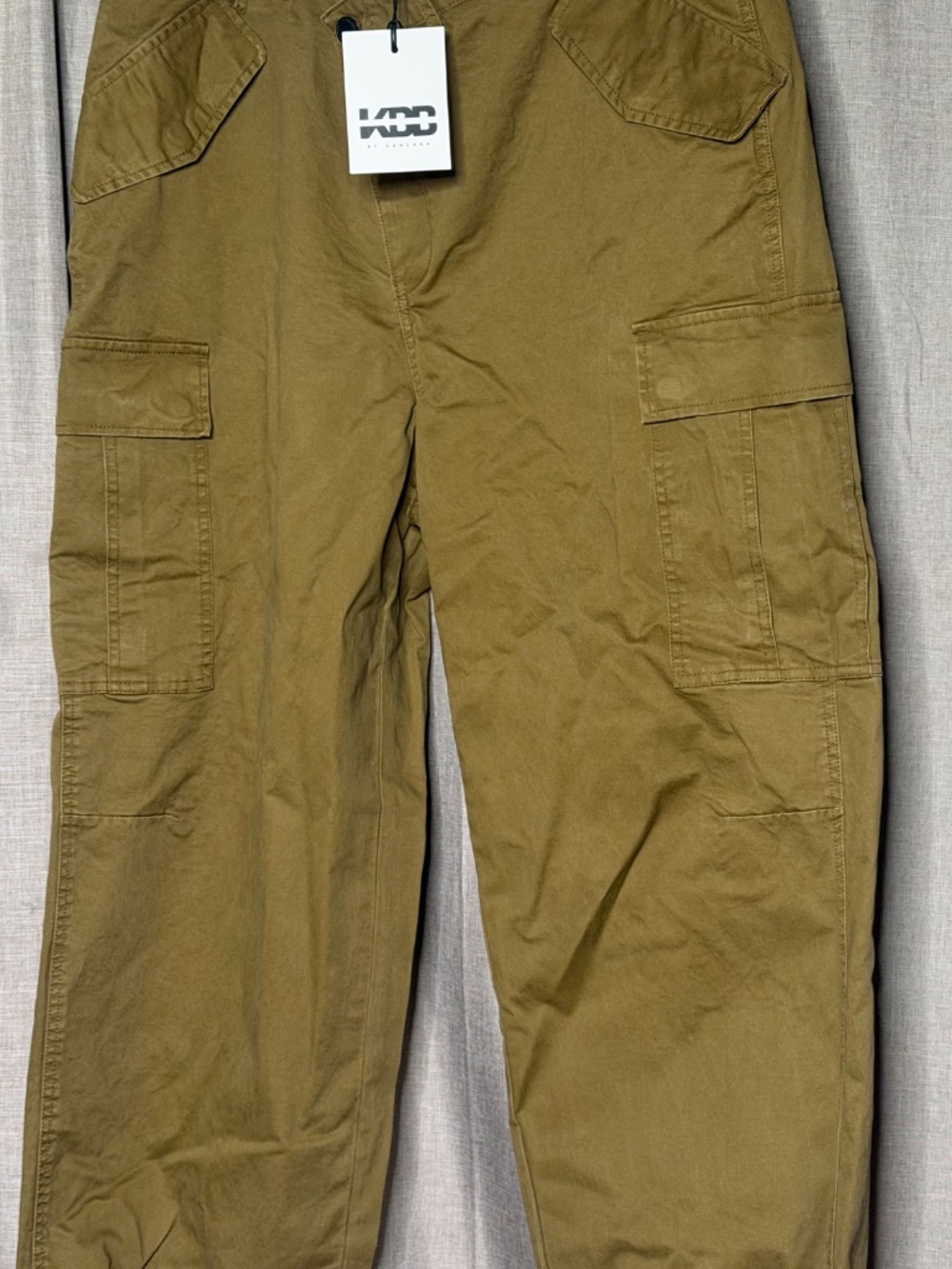 KBB by Kahlana Khaki Cargo Pants Women’s Size L Utility Parachute Jogger NWT - Picture 2 of 5